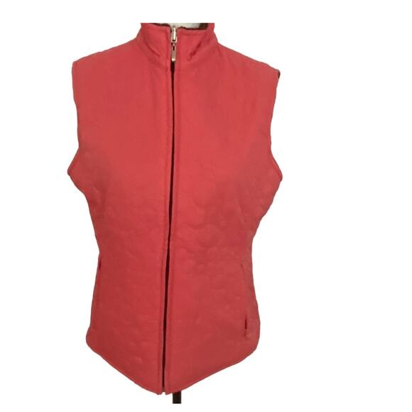 Cutter & Buck Woman's Size M Pink Brown Wind Tec Reversible Zip Up Puffer Vest - Picture 1 of 13
